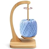 JUCPASH Yarn Holder for Crocheting and Knitting, Wooden Yarn Spinner with Magnetic Rotating Mechanism and Anti-Slip Pads, Crochet Gift for Knitting Lovers - Natural