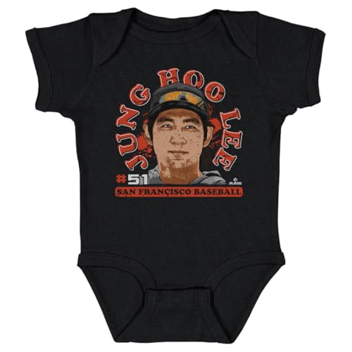 500 LEVEL Jung Hoo Lee One-Piece Infant Bodysuit - Jung Hoo Lee San Francisco Profile WHT (Black, 18M)