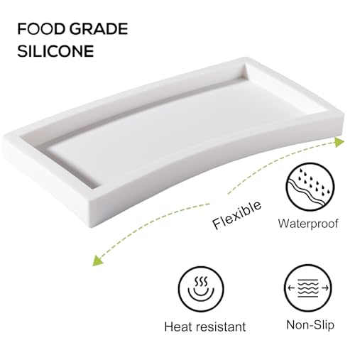 image for Heagoale Small Silicone Bathroom Vanity Tray Rectangle Soap and Sponge