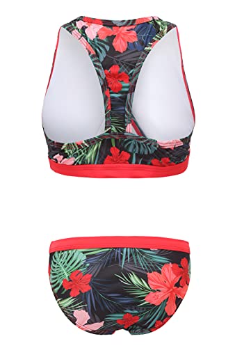 Image of Girls Two Piece Swimsuits Bikini Bathing Suit Kids Hawaiian Swimwear Set for Girls Red Floral Size 8 /7-8