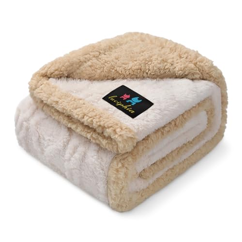 Luciphia Waterproof Dog Blanket, Reversible Sherpa Fleece for Couch Cover