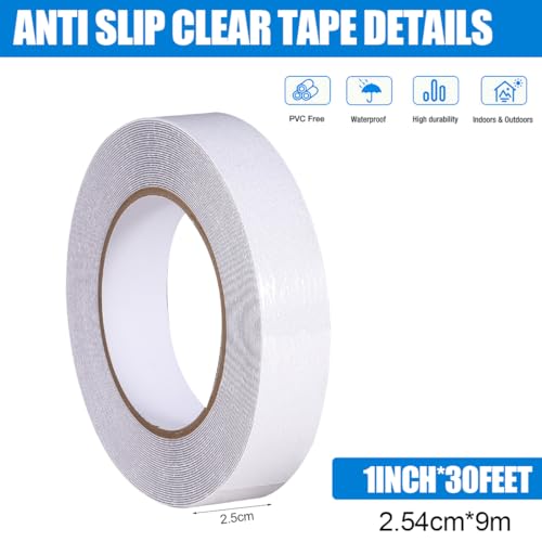 Image of Anti Slip Tape Clear 1 inch x 30Ft Non-Slip Stair Treads Tape Grip Tape Outdoor Indoor Waterproof Friction Tapes for Bathtubs Wooden Steps