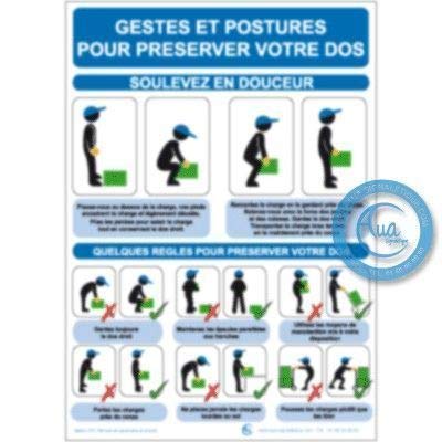 AUA SIGNALETIQUE - Consignes de Sécurité Mon Dos - PVC 1.5 mm, A4 : 210x300 mm