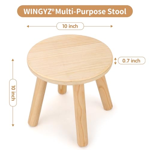 Image of WINGYZ Wooden Step Stool for Toddler, 10 Inch Foot Stool Solid Kids Chair | Matched Sensory Table, 300lb Capacity, Non-Slip Multi-Purpose Kids Step Stool for Bathroom Independence, Bedroom, Kitchen