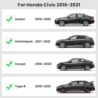 LASFIT Floor Mats for Honda Civic 2016-2021 [Non-Slip] Custom Fit All Weather Car Mats, [Solid and Flexible] Civic Car Accessories, Over 5 Years Lifespan, 1st & 2nd Row