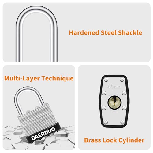 Image of 2 Pack 40 mm (1-9 /16 inch) Keyed Alike Laminated Padlocks with 4 Keys, Hardened Steel Short Shackle, Heavy-Duty Locks for Gym Lockers, Toolboxes, School Lockers, and Hasp Latches