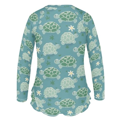 ALAZA Toddler Swimsuit Girl Bathing Suit Swimwear Rash Guard Turtle Tortoise Cute Long Sleeve 3T3