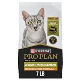 Purina Pro Plan Weight Management Dry Cat Food, Chicken & Rice, 7 lb Bag