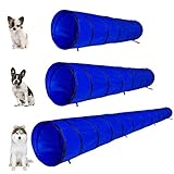 lionto Outdoor Tunnel robust für große & kleine Hunde, 300x50 cm, Faltbarer Spieltunnel für Kinder mit Heringen aus reißfestem Material, standhafter Agility Tunnel mit praktischer Tragetasche, blau