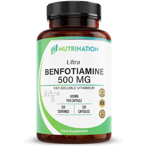 Benfotiamine 500mg x 120 Capsule | 4 Months Supply | Fat Soluble Vitamin B1 (Thiamine) for Nerve Health & Cognitive Enhancement | Vegan Non-GMO & Gluten Free | Zero Additives | Third Party Lab Tested