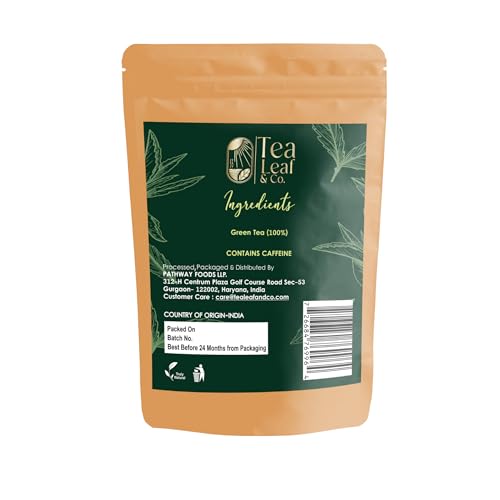Image of Tealeaf & Co. Classic Green Tea Loose Leaf - 100% Organic Green Tea - Contains Low Caffeine - Upto 50 Servings - Gluten Free (3.52oz /100gm)