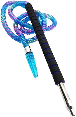 Rubber Handle Hookah Hose Shisha Hose Washable Hookah Pipe With Metal Tip 6Ft Long Shisha Pipe For Hookah Accessories Rainbow Style（Blue） #TOP2