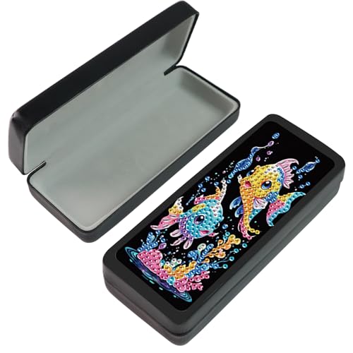 Image of 5D Diamond Painting Eyeglass Case for Adults, DIY Rhinestone Crystal Diamond Art Eyeglass Holder, Handmade Goldfish Sunglass Storage Box, Art Craft Gift for Adults, Travel Eyewear Case