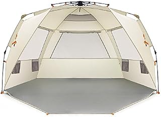 Easthills Outdoors Instant Shader Deluxe XL Easy Up 4 Person Beach Tent Sun Shelter - Extended Zippered Porch Included