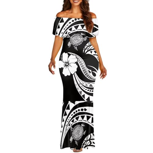 Image of Polynesian for Women S-7XL Off Shoulder Maxi Dress Hawaiian Summer Dresses