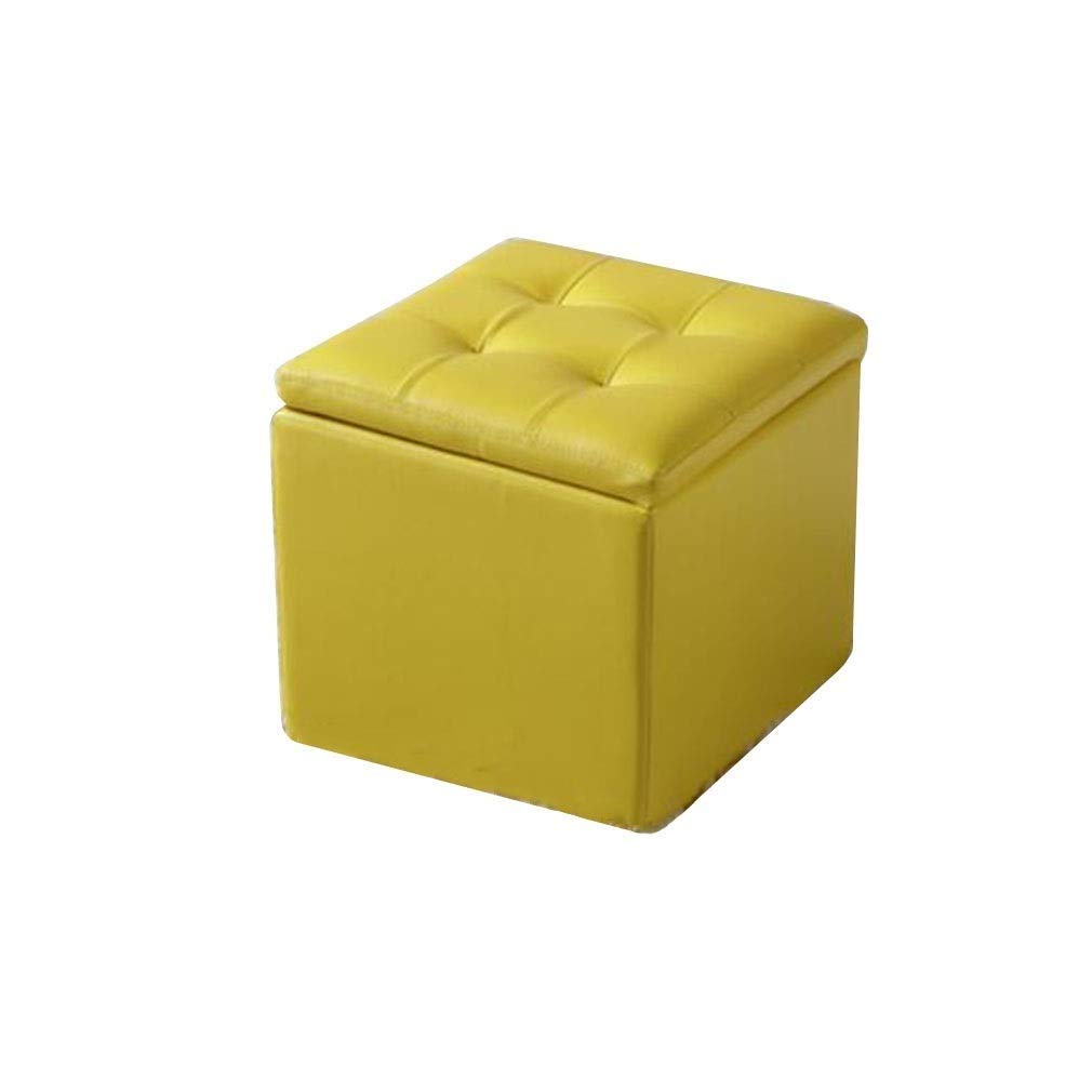 Repose-pieds de rangement carré en cuir PU #1 de 32x32x35cm
