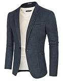 PaulJones Herren Casual Freizeit Anzüge Normaler Formale Regular Reverskragen Sakko Blau mit EIN Knopf XL
