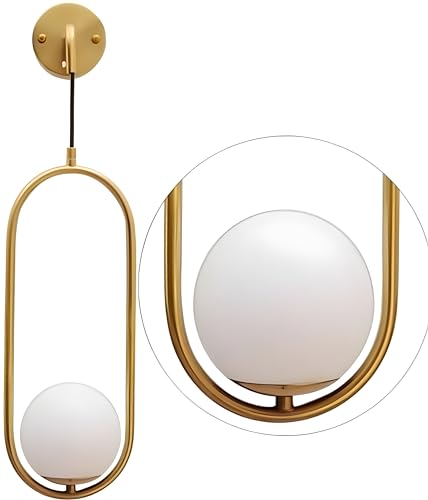 Image of Golden Metal & Glass (Capsule Shape) Wall Light for Modern /Wall Lamps for Bedroom /for Living Room /Wall Lights for Home Decoration /Bedside Wall lamp (E27 Bulb Holder)(Bulb not Included)