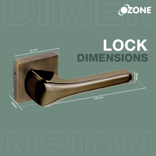 Image of Ozone Falcon Heavy Duty Mortise Door Lock Handle Set for Main Door, Bedroom, Bathroom, and Living Room | (Antique Brass Finish)