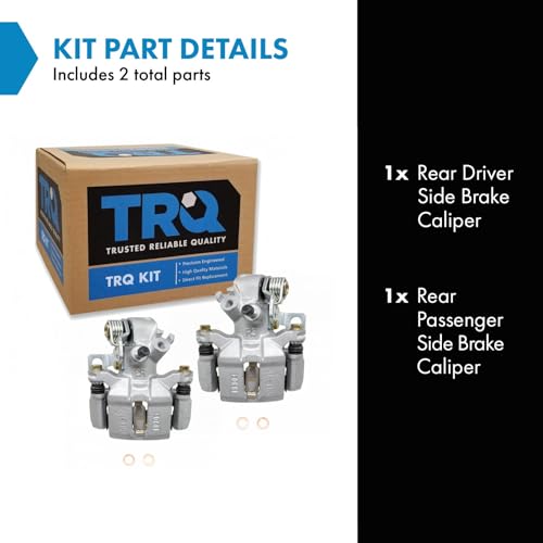 Image of TRQ Rear Brake Caliper Set Zinc Coated Brackets Hardware Compatible with 1994-2001 Acura Integra 1992-2000 Honda Civic 1993-1997 Civic del Sol