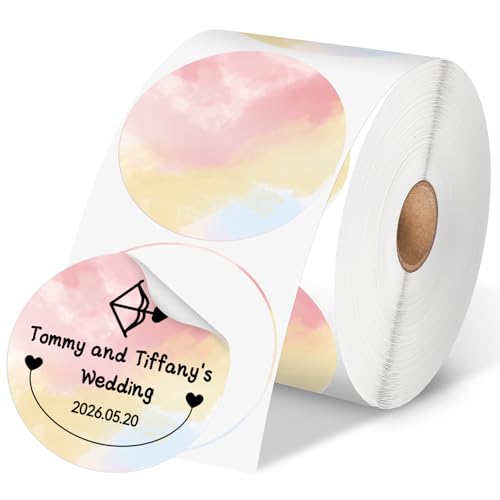 Image of Phomemo 3 inch Color Circle Thermal Labels, Self-Adhesive Round Direct Sticker Label, Circular Thermal Printer Label for Logo Design, Name Tag, Thanks Card, Address, QR Code, 500 Labels /Roll, Gradient