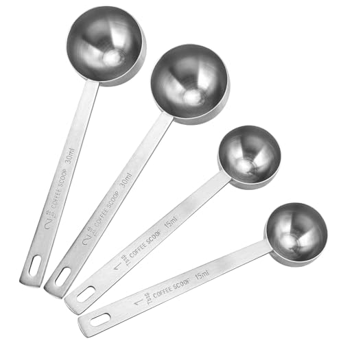 4Pcs Coffee Scoop - 2pcs 15ML and 2pcs 30ML Stainless Steel Tablespoon Measuring Spoon with Long Handle