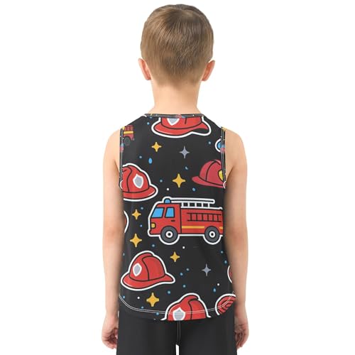 JUNZAN Firefighter Fire Hose Hydrant Truck Boys Tank Tops Sleeveless Toddler Vest Beach Clothes for Beach Travel Sports 3T3