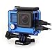 SOONSUN Skeleton Housing Case for GoPro Hero 3/3+/4 – Side Open Design with LCD Touch Backdoor, Allows Charging and Mic Adapter Use Without Removing The Case – Transparent Blue