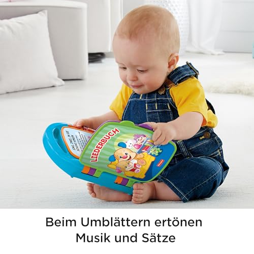 Fisher-Price Lernspaß, Liederbuch, Baby Musik Buch, Musikspielzeug für Babys, Elektronisches Kinderbuch, ab 6 Monate, Deutsche Version, CDH40