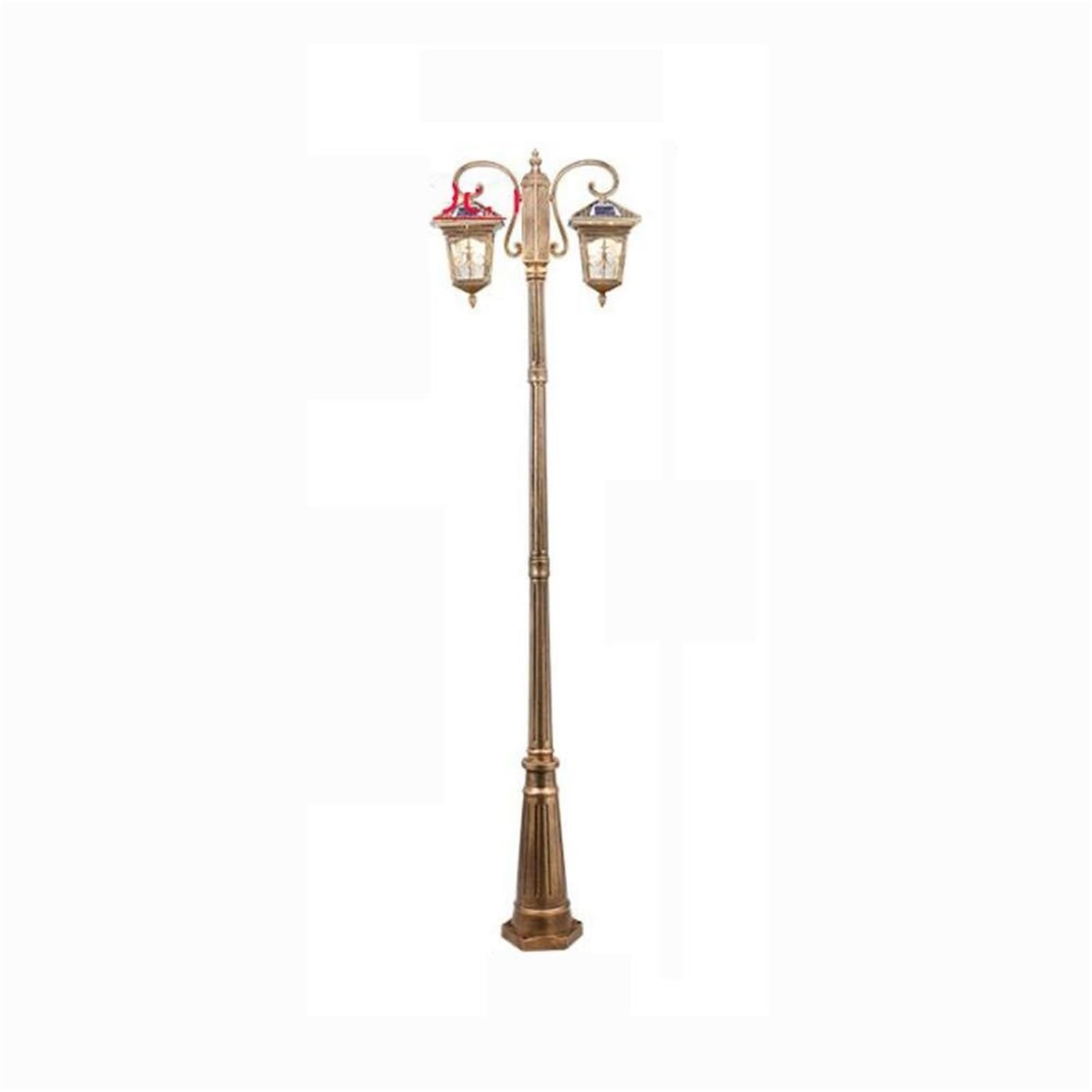 QUSYZD Solar Post Lights Lamp Post Lights Outdoor European High Pole Street Light Retro Post Light Solar Led, Waterproof Aluminum Pole Light Courtyard Lighting Decoration Stree,Brass-230CM