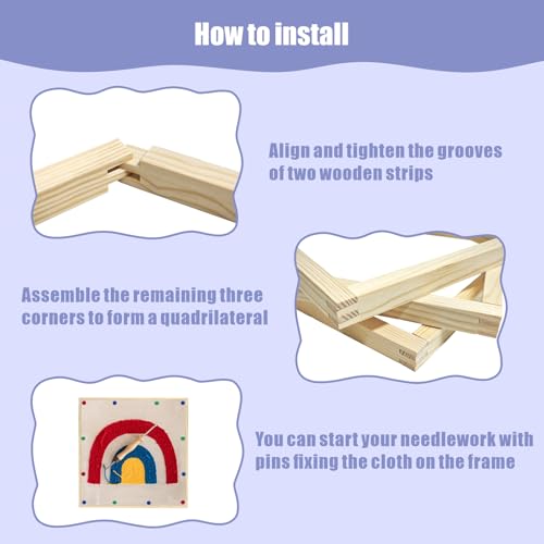Image of 10 Sets Stretcher Bars for Needlework with 100 Pins, 5 Sizes 20PCS Wooden Canvas Splicing Stretcher Bars Needlepoint Embroidery Stitch Frame Set for Crafts Art Supplies