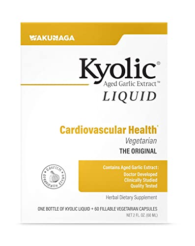 Kyolic Aged Garlic Extract Liquid Vegetarian Cardiovascular, 2 Ounce Bottle Plus 60 Refillable Capsules (Packaging May Vary) #TOP12