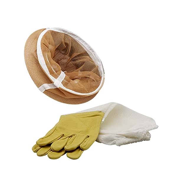 YZLP Imkerhandschuhe 1 Set Imkerkleidung, Lederhandschuh & Bienen-Cowboyhut Kombination Beißschutz Schleier Kleidung… – Bild 5