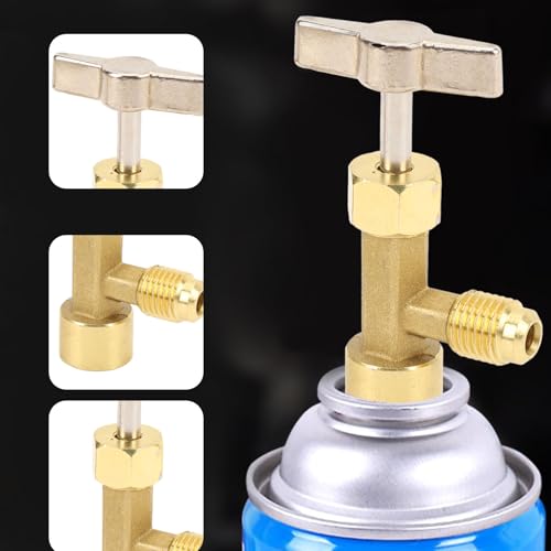 Tapon para latas de refrigerante R134a de latón de alta resistencia, estilo auto sellante y de perforación, con herramienta para extracción del núcleo de válvula para recarga de sistemas de aire acondicionado automotriz miniatura 6
