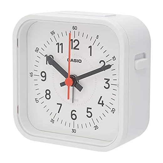 Casio TQ-169-7JF Alarm Clock, White, Analog, Small, Mini Light, Snooze Light