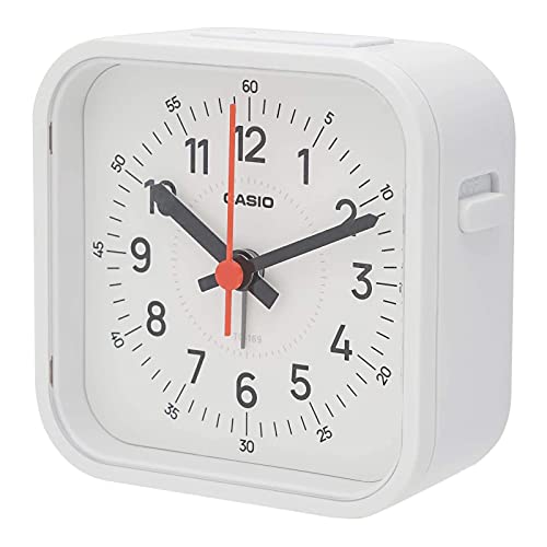 Casio TQ-169-7JF - Reloj despertador, blanco, analógico, pequeño, mini luz, luz de repetición