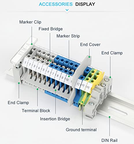 10 Pcs E/Uk Din Rail Terminal Blocks End Stopper Bracket Fit For 35Mm Width Rail - Gray #TOP6