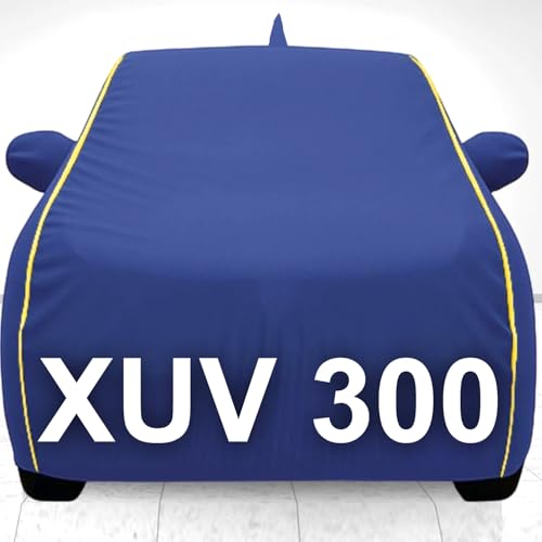 Image of Waterproof Car Body Cover for Mahindra Xuv 300 with Mirror and Antenna Pocket, Soft Cotton Lining, Triple Stitched Heat Resistant Metallic - Blue
