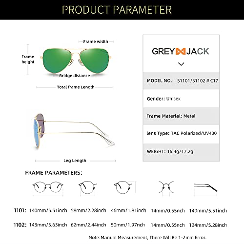 Image of grey jack Polarized Aviator Sunglasses lightweight Stylish Glasses for Men Women UV Protection S110102