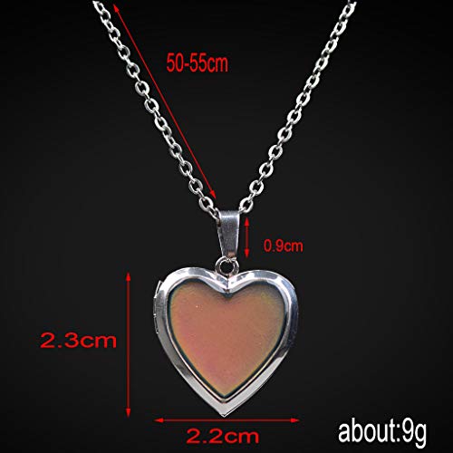Swqfzki Temperature Sensing Color Changing Pendant Necklace Love Heart Locket Mood Necklace For Girls Women Gift (Love Heart Locket) #TOP1