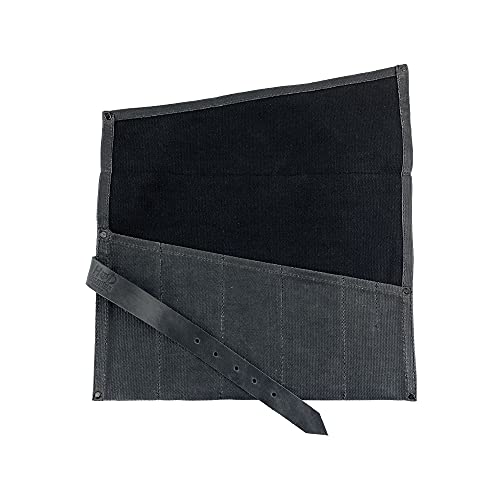 Hide & Drink, Large Tool Roll Up Bag (6 slots), Portable Carry On Pouch Workshop Storage Woodworking Tools Organizer, Vintage, Handmade (Charcoal Black)