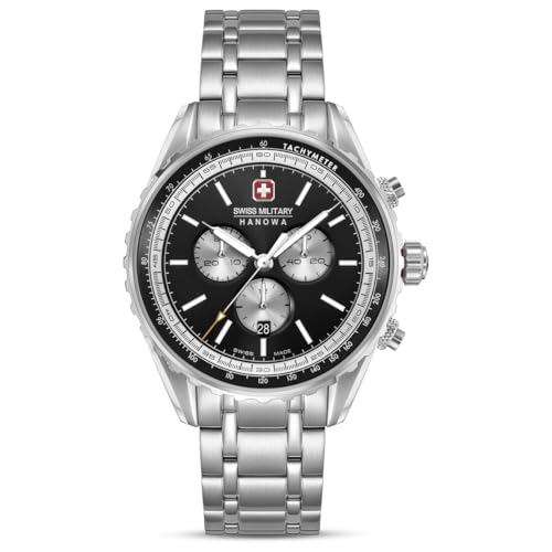 Image of Swiss Military Hanowa SMWGI0000309 Afterburn Chrono - Swiss Made Round Black Chronograph - Watch for Men