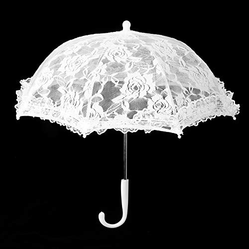 Yosoo Lace Wedding Umbrella, Embroidery Umbrella Bridal Party Craft Flowers Decoration Props Accessory, For Wedding Party Celebration, 44.5X47.5Cm/17.5X18.7In (51241 Light White) #TOP4