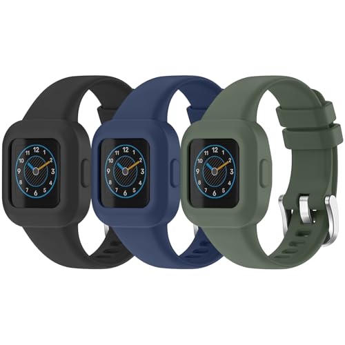 Meliya Silicone Band for Garmin Vivofit Jr 3 Bands, Soft Silicone Replacement Wristband Adjustable Sport Straps for Garmin Vivofit jr. 3 (Black+Navy Blue+Green)