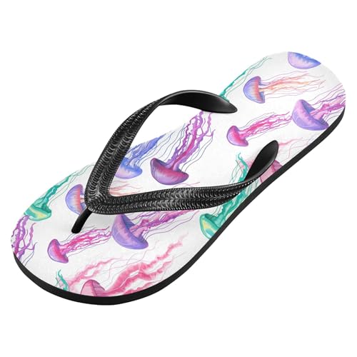 Burbuja Colorful Jellyfishes Flip Flops for Women Men, Soft Thong Sandals Rubber Slippers for Pool Beach Essentials2