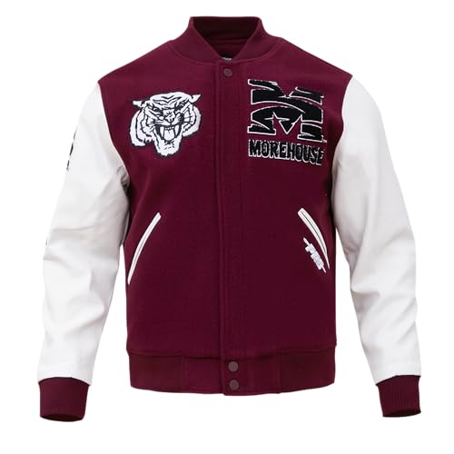 Pro Standard MENS COLLEGE MOREHOUSE COLLEGE COLLEGE CLASSIC CHENILLE VARSITY JACKET WINE/WHITE XL