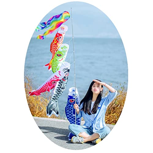 Karp Windsock Koi Nobori w stylu japońskim Kolorowy Windsock Koinobori Ryba Anime Karp Latawiec Flagi Wiszące Dekoracje(Blue,150cm)