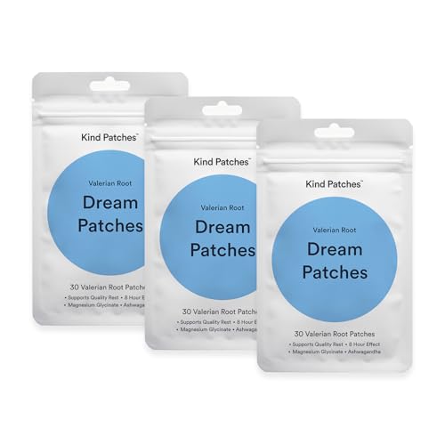 Kind Patches Valerian Root Dream Patches – Natural Sleep Aid with Ashwagandha and Magnesium – 3 Pack, 90 Patches