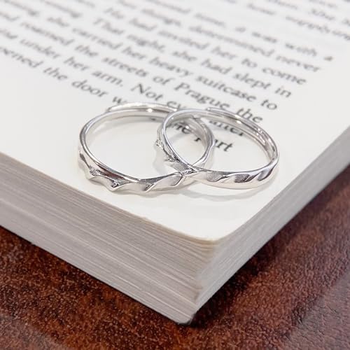 Bague Couple Argent Réglable 925 | Finition haut de gamme durable - 2