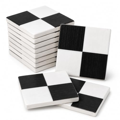 Garneck 72Pcs Dollhouse Flooring Mini Wood Tiles: Black White Checkered